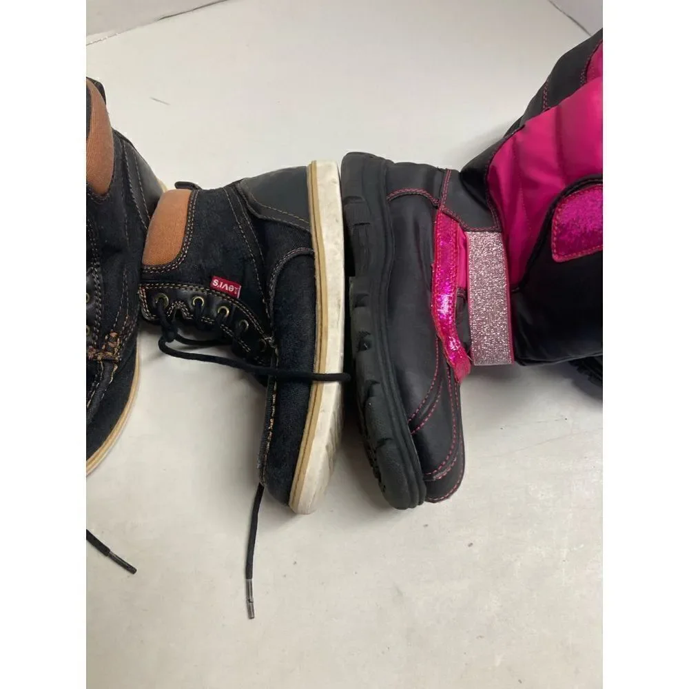 LEVI’S & THE CHILDREN’S‎ Place Kids Boots Size 3 Pink & Black & Blue Denim